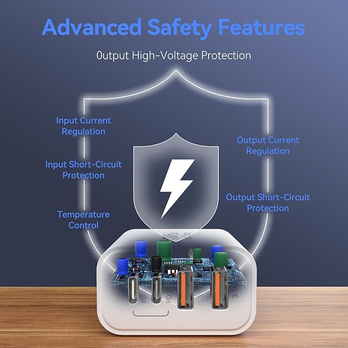 USB C Wall Fast Charger Block, 40W 4-Port Type C Charger Fast Charging Blocks PD Power Charger Adapter+QC 3.0 USB Multiport Charger Brick for iPhone 17/16/15/14/13/12 Pro Max, iPad, Galaxy S25-2Pack