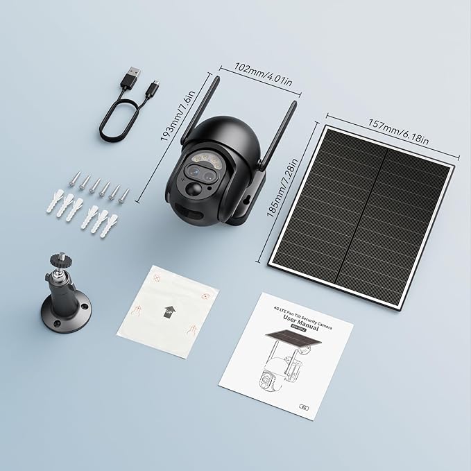 SEHMUA 4G LTE Dual Lens Cellular Security Camera, 12X Hybrid Zoom, No WiFi Needed Outdoor Surveillance, Solar Powered, 2K Color Night Vision, 360° View, Built-in SIM Card, IP65