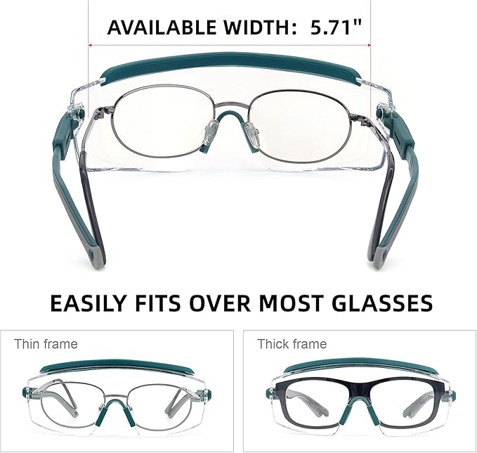 UKNOW Safety Goggles Over Glasses, Anti Fog Safety Glasses with Clear Wraparound Lens, ANSI Z87.1 Protective Eyewear