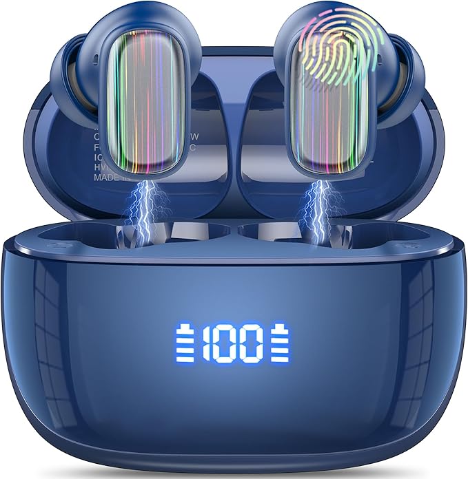 AI Language Translator Earbuds Real Time, 164 Language/6 Translation Modes Translator Earbuds 3-in-1 Translation Headphones, Bluetooth 5.4 Translation Device for Travel Business Learning, Navy Blue