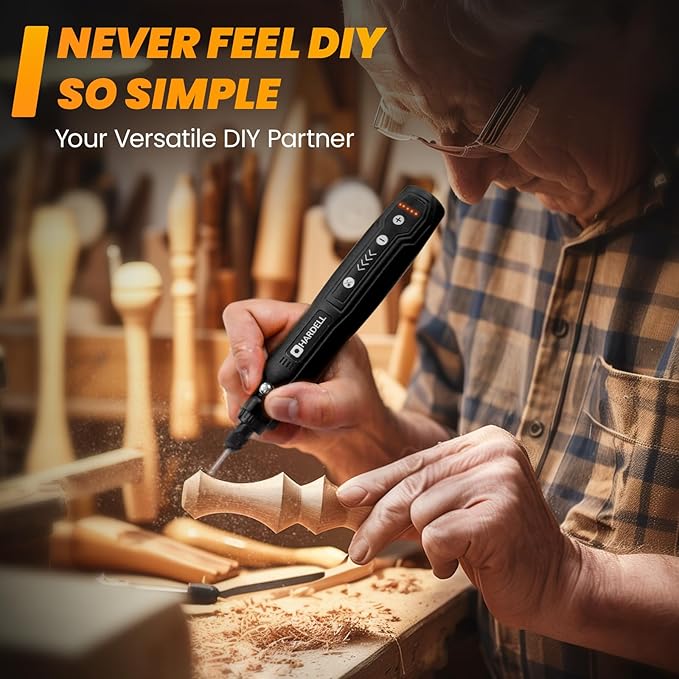 HARDELL Mini Cordless Rotary Tool Kit, 5-Speed and USB Charging with 69 Accessories, Multi-Purpose 3.7V Power Rotary Tool for Sanding, Polishing, Drilling, Etching, Engraving, DIY Crafts (Black)