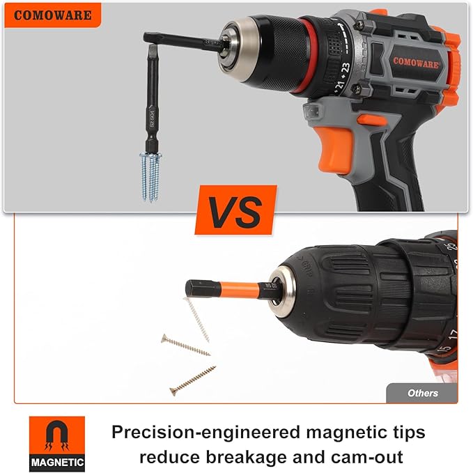 COMOWARE 10pcs Square Bit Set (SQ0-SQ4), S2 Steel 1/4" Hex Bit Set, Tamper-Proof Driver Bits Sets, CNC Tip Magnetic Drill Bitss, 2" Length, Impact Hex Bits Sets For Electronic Devices Disassembly