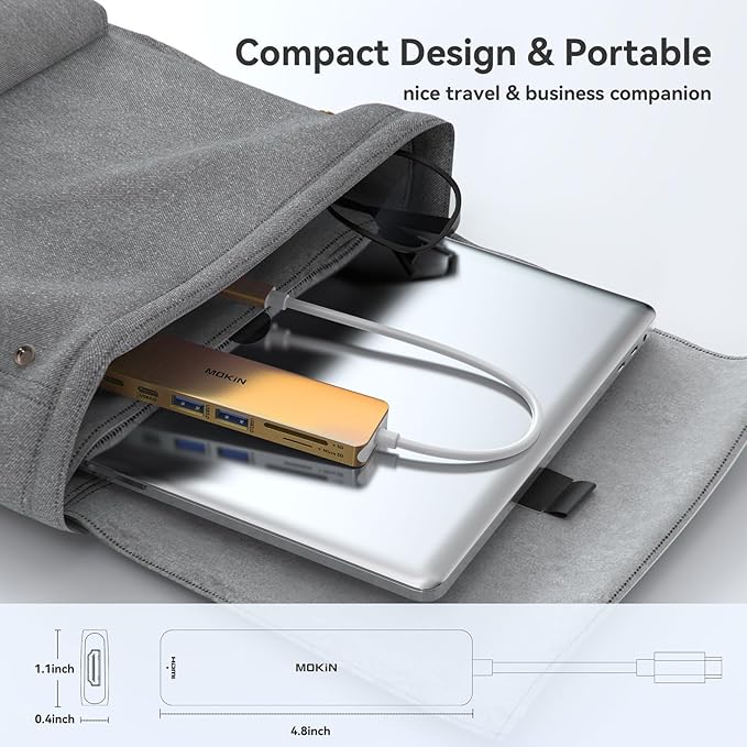 USB C Hub HDMI Adapter for MacBook Pro/Air, MOKiN 7 in 1 USB C Dongle with HDMI, SD/TF Card Reader, USB C Data Port,100W PD, and 2 USB 3.0 Compatible for MacBook Pro/Air, Dell XPS, Lenovo Thinkpad.