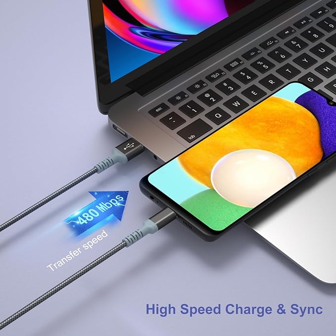 Adaptive Fast Charging Wall Charger with USB C Cable 10Ft, Excgood Fast Charger Power Adapter USB Type C Cable Fast Charging Compatible with Galaxy S25 S24 S23 S22 S21 S8 S9 S10 A15 A03s Android Phone