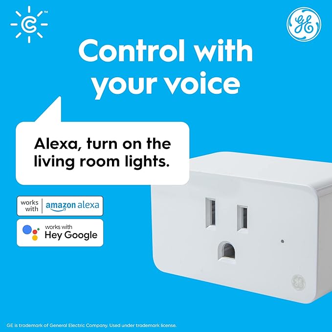 GE Cync Smart Indoor Plug, Smart Outlet Control, WiFi Outlet, Matter Compatible, Compatible with Alexa and Google Home