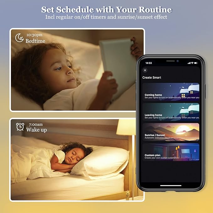 Smart Light Bulbs 4Pack, WiFi & Bluetooth 5.0, App Control, Color Changing LED Bulb, A19 E26 800LM Dimmable RGB Lights, 2700~6500K, Smart Home Lighting Works with Alexa Google Assistant