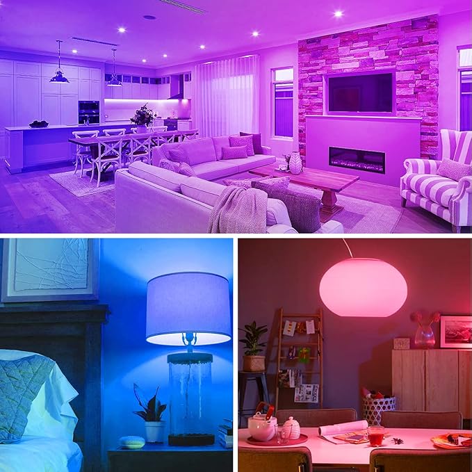 ANWIO Smart Light Bulb BR30 RGB Color Changing LED WiFi Dimmable Multicolor Light Bulbs E26 Base, Compatible with Alexa, Google Assistant, No Hub Required, 1300 Lumen 13W (100W Equivalent) 4 Pack