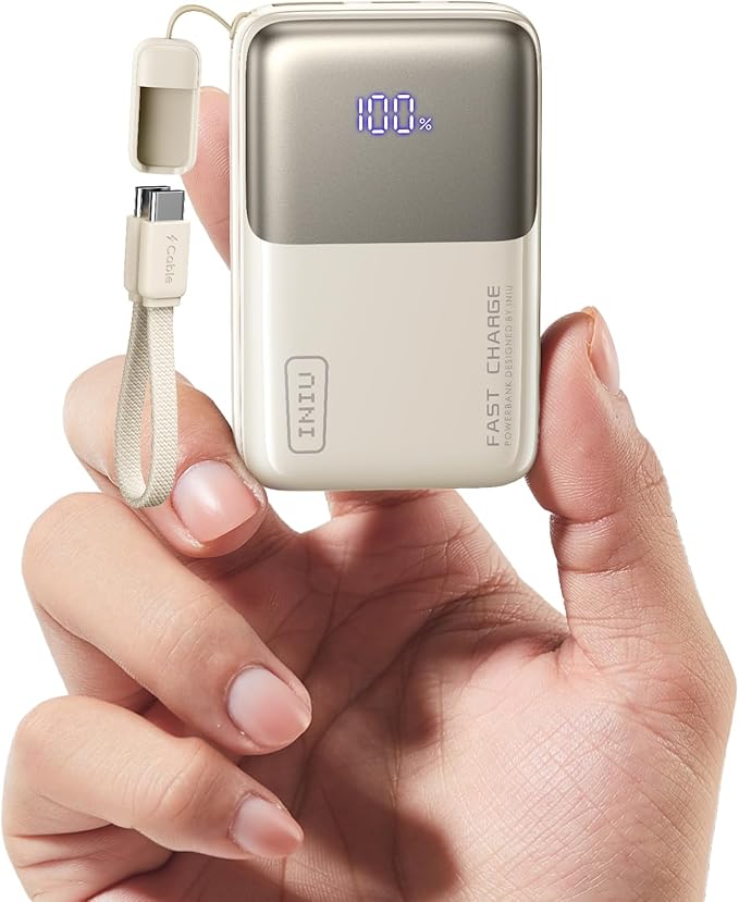 INIU Pocket Size Portable Charger, Ultra Small 10000mAh 45W PD Power Bank, USB C in&Out Fast Charging Battery Pack, Travel Essentials Powerbank for iPhone 17 16 15 14 Pro Air, iPad, Samsung S24 etc
