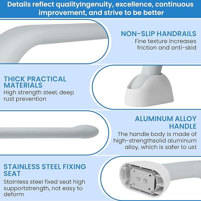 Toilet Safety Rails for Seniors (500 lbs), Handicap Toilet Rails with Foldable Handles, Toilet Assist Rails, Toilet Rails for Seniors, Heavy Duty Toilet Safety Frames Rails with Arms