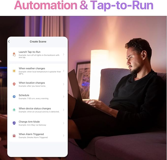 ORALUCE Smart Light Bulbs, WiFi&Bluetooth E12 Smart Bulbs That Work with Alexa Google Home Compatible, 40W Equivalent Type B LED Light Bulb, RGBCW 2700-6500K Color Changing, 5W 450LM, 4Pack, (C37-5W)