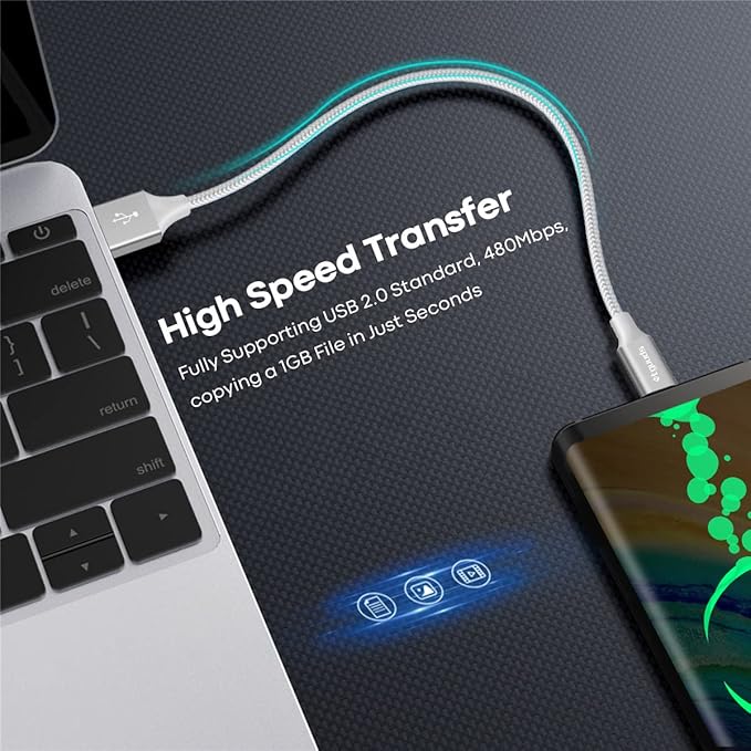 etguuds USB to USB C Cable 1ft, 2-Pack USB A to Type C Charger Cord Fast Charging for Samsung Galaxy A15 A25 A35 A55 A54, S24 S23 S22 S21 S20 S10 S10E, Note 20 10, Moto G, for iPhone 16 15, White