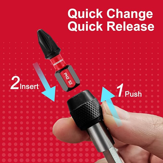 Magnetic Changeable Head Manual Screwdriver Holder, Quick Change&Release 1/4” Hex Bit Extension Holder for Screwdriver Bit, Nut driver, Socket Adapter