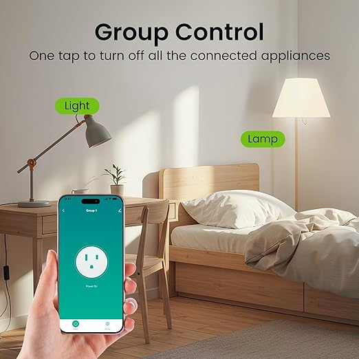 GHome Smart Mini Plug Compatible with Alexa and Google Home, WiFi Outlet Socket Remote Control with Timer Function, Only Supports 2.4GHz Network, No Hub Required, ETL FCC Listed (4 Pack), White