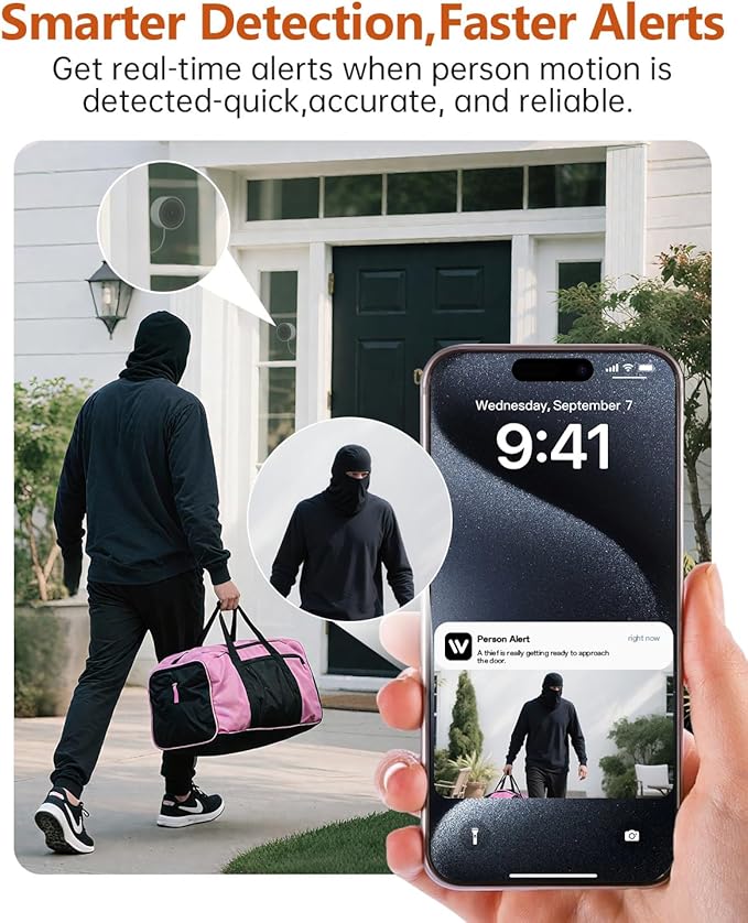 Window Camera - 2K 2.4G WiFi Indoor Security Camera with Blacklight Full-Color | U.S. Cloud | Instant 911 Alert | Night Vision, 24/7 Recording, Simple 5-Min Setup, 2-Way Audio