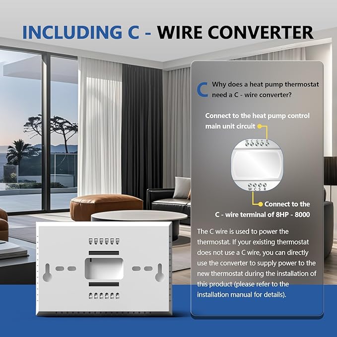 BSEED WiFi Smart Thermostat for Home - Touch Screen, Energy Saving, 7-Day Programmable (Holiday Mode), Easy DIY, Works with Siri/Alexa/Google, Black(C-Wire Adapter Included)