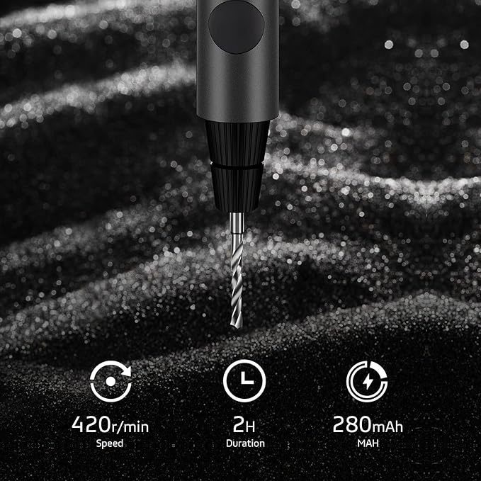 Wowstick Mini Cordless Electric Drill - USB Rechargeable, Portable, Multifunction With 8 Accessories, 40 Minute Charge, Ideal for Plastic, Wood, DIY
