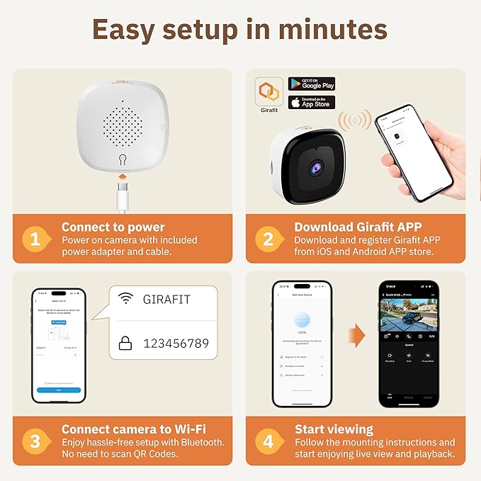 3MP 2K Window Camera,2.4GHz & 5GHz WiFi Indoor Cameras for Home Security with ChroMax Al Color Night Vision,Person & Motion Detection,24/7 Recording,Easy & Quick Install