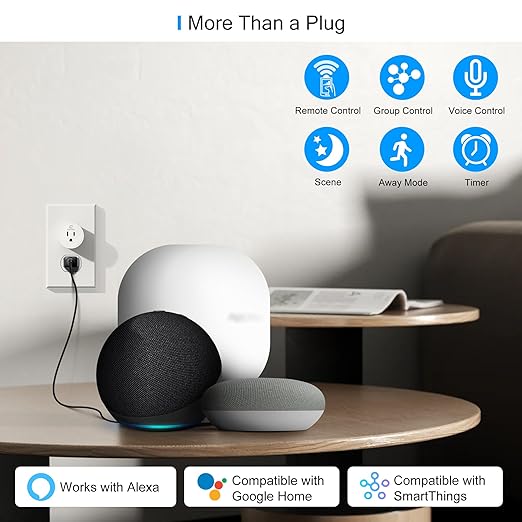 EIGHTREE Smart Plug 2025 Upgrade to 15A, Bluetooth & Wi-Fi Outlet Plug Dual Connection, Voice Control, Remote Control Outlet Timer Indoor, Smart Plugs That Work with Alexa & Google, 2.4GHz Wi-Fi Only