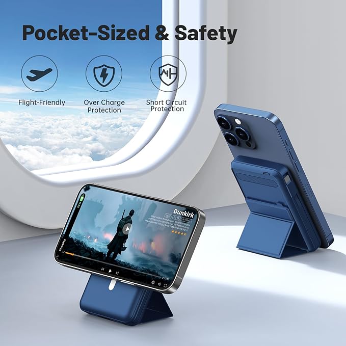 Azmuth for Magsafe Battery Pack, 10000mAh Magnetic Power Bank 22.5W PD Fast Charging with USB-C Cable LED Display Wireless Portable Charger for Magsafe with Stand for iPhone 16/15/14/13/12/Pro/Pro Max