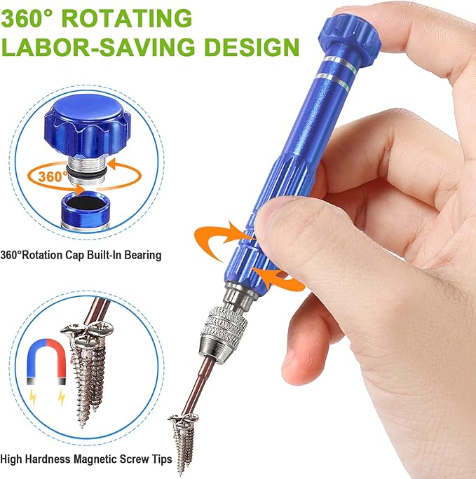13 in 1 Glasses Screwdriver, Eyeglass Repair Kit with 10 Magnetic Screwdriver Tips, Multifunctional Eye Glass Repairing Kit for Eyeglass Sunglass Watch Phone Laptop Jewelry Electronic