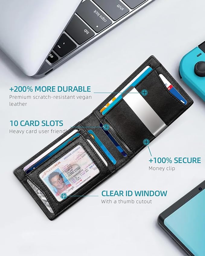 Zitahli Men's Wallets Airtag Holder Slim Rfid Leather with Gift Box
