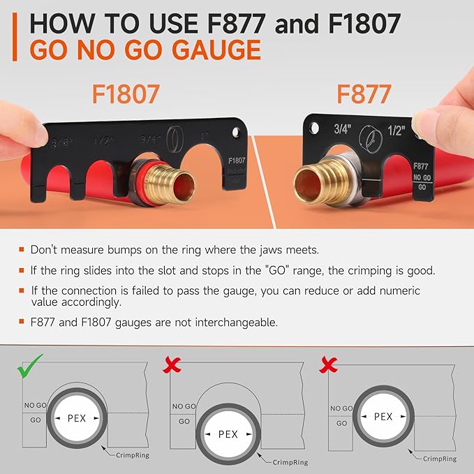 iCrimp Copper Tube Fittings Crimping Tool, 1/2" 3/4" 1" Jaws for Propress Copper Fitting and ASTM F1807 Pex Pipe Copper Rings, 1/2" 3/4" Jaws for F877 Stainless Pex Press Sleeves