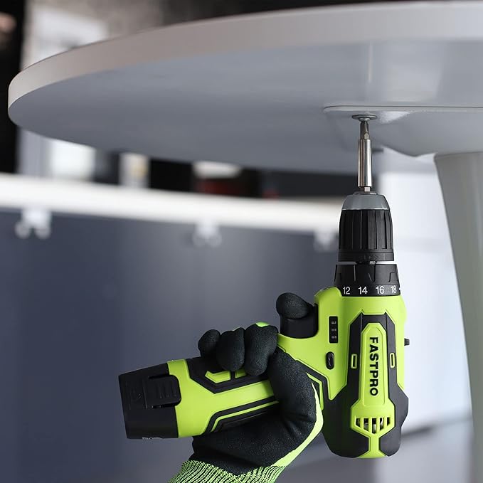 FASTPRO 160-Piece Home Tool kit with Drill, 12V Cordless Lithium-ion Drill Driver and Household Repairing Tool Set with Storage Case, For DIY, Home Maintenance, Green