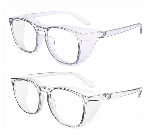 Alsenor Safety Glasses Anti Fog Goggles Protective Eyewear Blue Light Blocking Anti Dust UV Protection Glasses For Men Women (2 Pack (Blue + Grey))