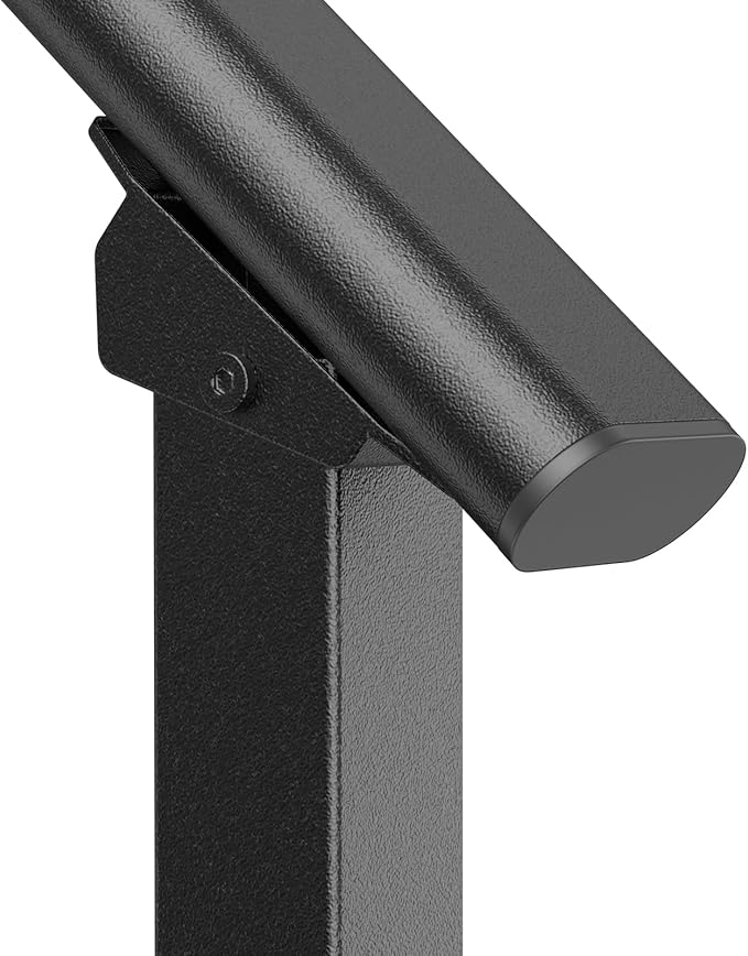 VEVOR Handrails for Outdoor Steps, 2 PCS 2 Step Stair Hand Rail Kit, Transitional Carbon Steel Railings with Installation Kit, Stair Rails for Seniors, Concrete & Porch & Deck, Black Square Tube