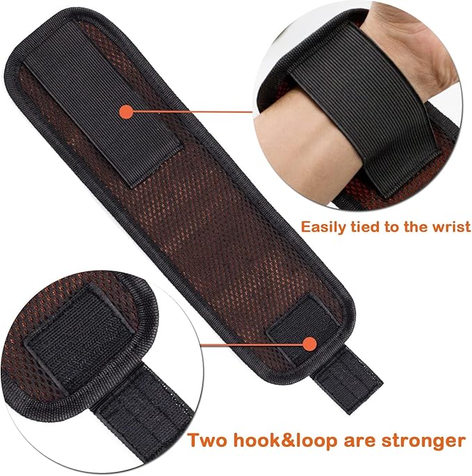 Magnetic Wristband for Tools Holder Wrist Magnets 15 Magnets for Carpenter DIY Handyman Compatible with Screws Nails Drilling Bits Woodworking Tools for Men Gifts for Men
