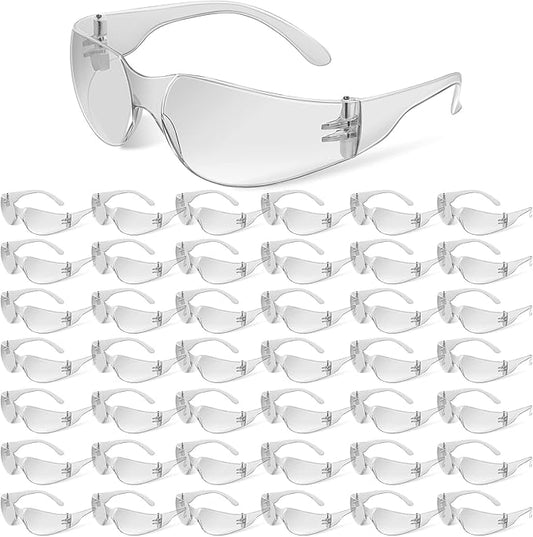 100 Pack Safety Glasses Bulk Protective Eyewear Goggles Eye Protection for Men Women Work Science Lab Construction