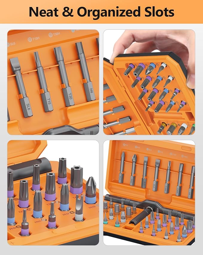 ORIA Screwdriver Kit, 42 in 1 Ratchet Screwdriver Set, Magnetic Precision Repair Tool Kit with DIY Rotatable Handle, 40 PCS Bits for Home Appliances, Bicycle Repair