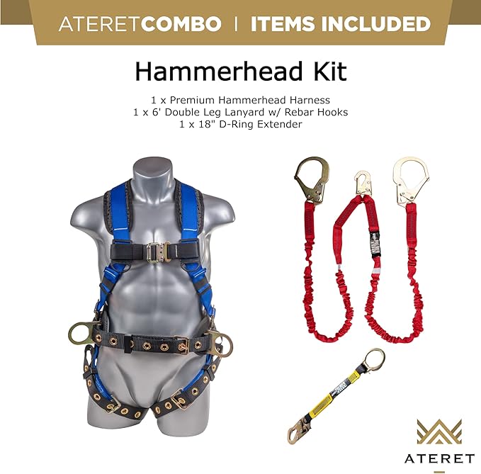 Palmer Safety Hammerhead 5pt Safety Harness Back Padded, QCB Chest, Tongue Buckel Legs Straps, Back & Side D-Rings