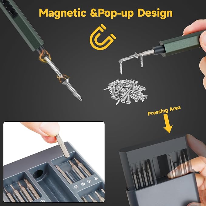 Mini Electric Screwdriver, 66 in 1 Electric Screwdriver Kit with 64 Magnetic Bits, 2 Torque Settings, 3 LED Lights, Precision Screwdriver Cordless Repair Tool Set for Phone Camera Laptop Watch