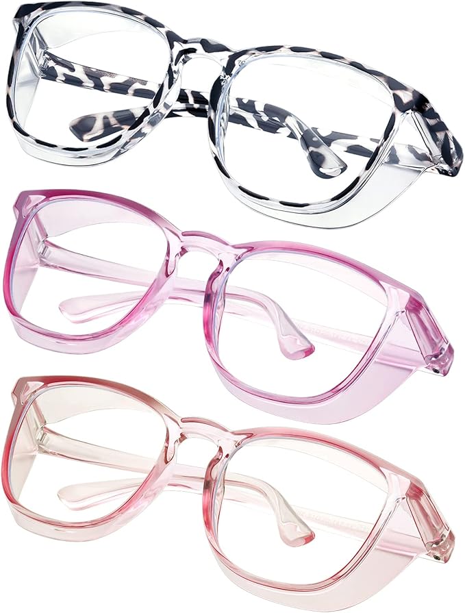 Safety glasses Goggles Nurses Protective Eyewear - Anti Fog Square Frame Stylish Clear Glasses for Women Men