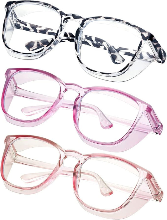 Safety glasses Goggles Nurses Protective Eyewear - Anti Fog Square Frame Stylish Clear Glasses for Women Men