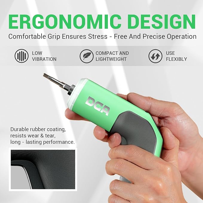 4V Electric Screwdriver Set, 5 N.m with 2000 mAh Li-ion Battery, 1/4" Magnetic Hex Chuck, USB-C Charging Cable, 18 Driver Bits for Furniture Repairs, Green