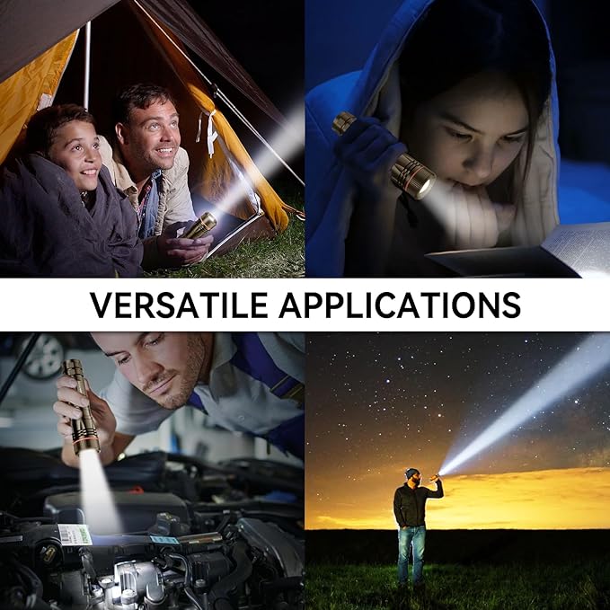 WdtPro Rechargeable Flashlights High Lumens, 1 Pack 10H Long Lasting Super Bright EDC Flashlights, LED Mini Tactical Flash Lights for Camping Emergency, Drop & Water Resistant Brown(Battery Included)