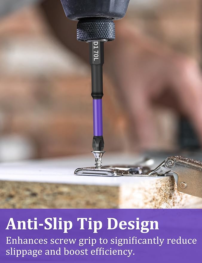 Tomorotec 11PCS Magnetic Phillips Screwdriver Drill Bit Set #2 - Anti-Slip, Shock-Absorbent, Compatible with Impact & Electric Screwdrivers (Purple)