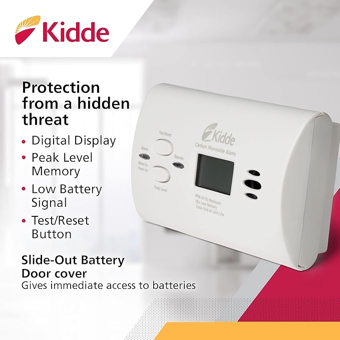 Kidde Carbon Monoxide Detector, AA Battery Powered CO Alarm with LEDs, Test-Reset Button, Low Battery Indicator, Portable