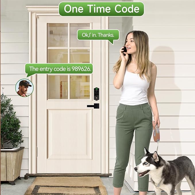 Harfo Fingerprint Smart Door Locks with Handles, App Control, Keyless Entry Front Door Lock Set, Bluetooth Digital Electronic Touchscreen Keypad Deadbolt, Easy Installation, Black