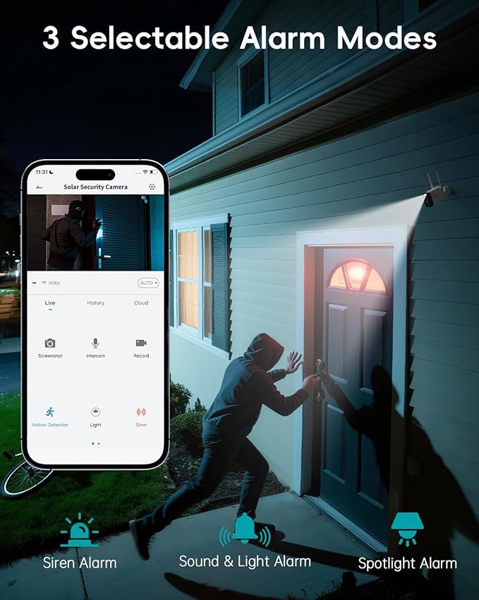 ZUMIMALL Solar Security Cameras Wireless Outdoor - 2 Packs, 2K Camera for Home Security with Color Night Vision, 2.4GHz WiFi, 2-Way Talk, Spotlight & Siren, IP66 Weatherproof, Compatible with Alexa