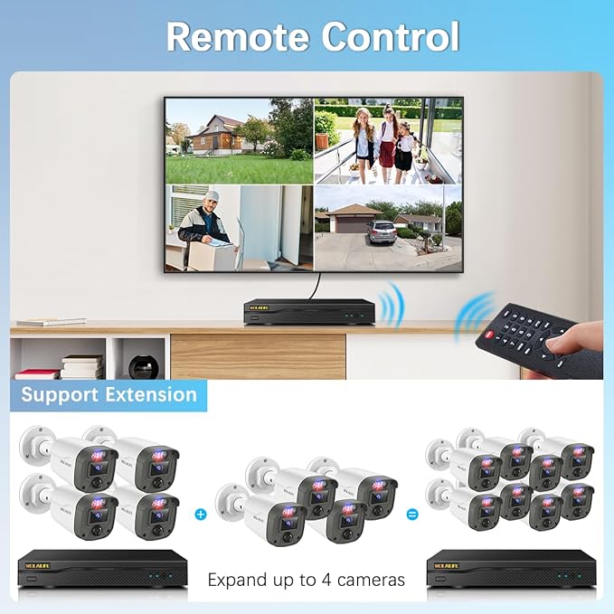 【Flashing LEDs Visual Alert】 Wired Security Camera System, CCTV Cameras with DVR Recorder, Home Video Surveillance Systems
