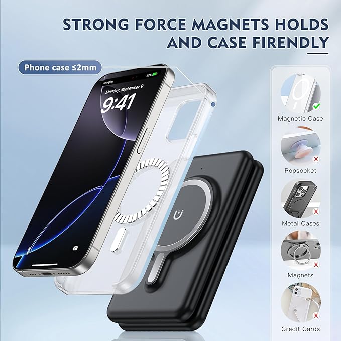 Wireless Charger iPhone - 3 in 1 Charging Station for Apple Devices for iPhone 16 15 14 13 12 Pro Max Plus - Foldable Magnetic Charging Pad for Apple Watch Series & Airpods Series