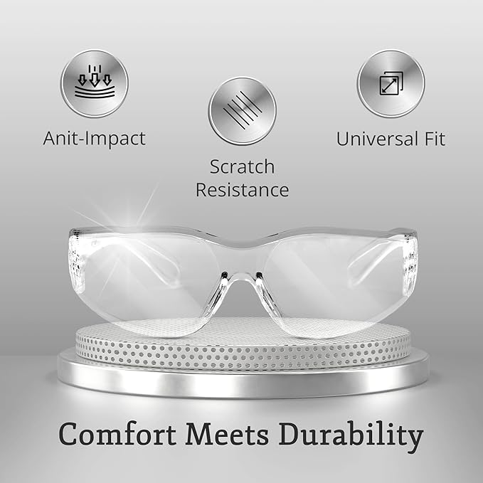 Aqulius Safety Glasses - 24 Pack, Clear Frame - Anti-Fog Protective Eyewear with Side Shields for Men & Women - Over Eyeglasses Eye Protection for Shooting & Construction