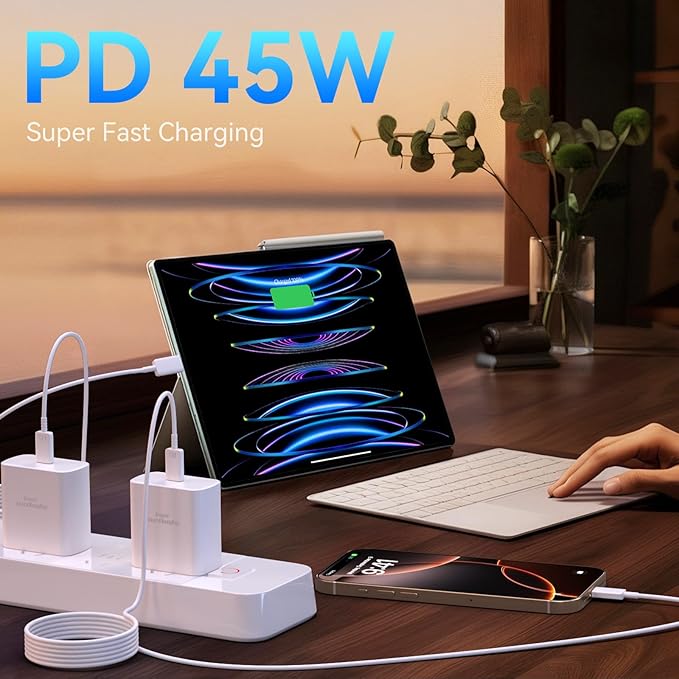 iPhone 16 Pro Max Charger Fast Charging, 45W Super Fast USB C iPhone 16 Charger Block with 10FT Long Charging Cord Cable for iPhone 16 Pro Max/16 Pro/16/16 Plus, 15 Pro Max/15 Pro/15, Android Phone