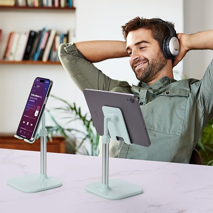 Doboli Cell Phone Stand, Phone Stand for Desk, Phone Holder Stand Compatible with iPhone and All Mobile Phones Tablet, Gifts for Adults Women Men Mom Wife, Turquoise