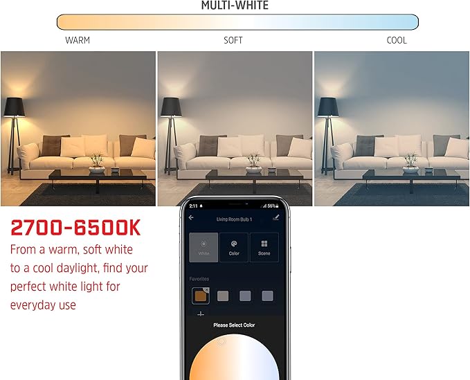 Energizer Connect Smart A19 LED Warm White Light Bulb with Voice Control and Remote Access Through Your Smartphone | Compatible with Alexa and Google Assistant, 4 Pack