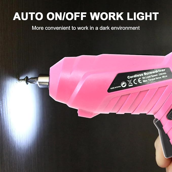 Cordless Electric Screwdriver, 3.6V Rechargeable Power Screwdriver with 47 pcs Accessories, usb charging, 3Nm Screw Gun, mini Carrying screwdriver set with LED Light Electric Power Drill Set