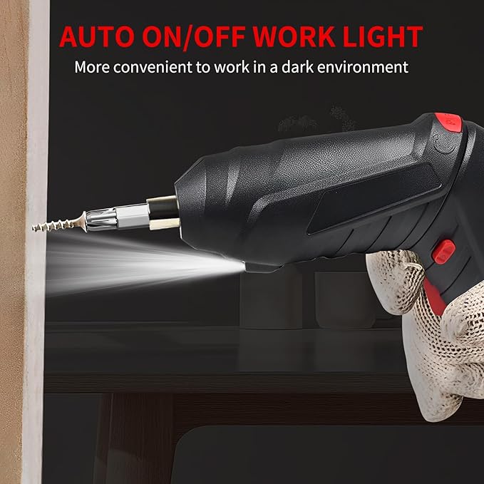 Cordless Electric Screwdriver, 4.2V Rechargeable with 47-Piece Bit Set, 3.5Nm Power, 2-Position Handle, LED Light